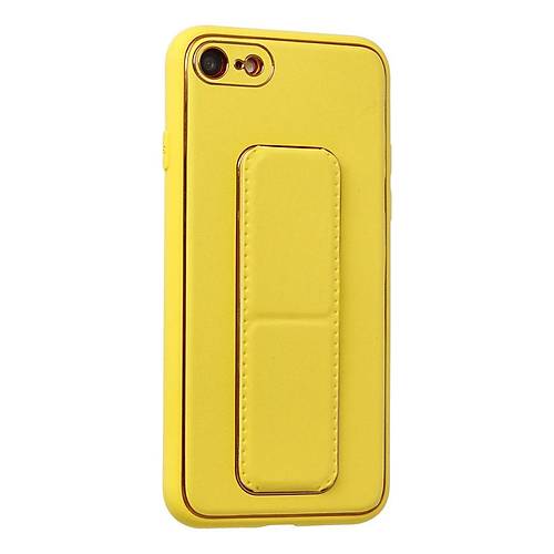 iPhone 7 K�l�f Coco Deri Standl� Kapak - Sar�