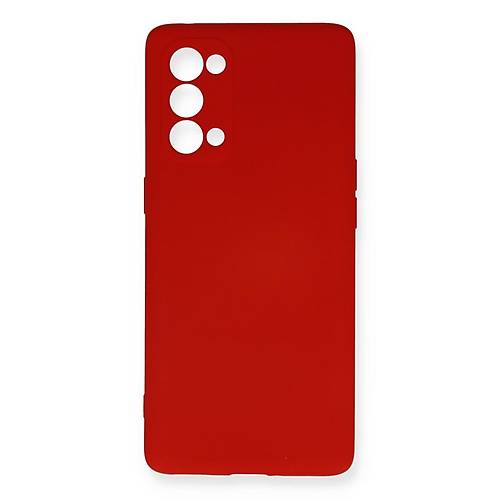 Reno 5 Pro K�l�f Nano i�i Kadife Silikon - K�rm�z�