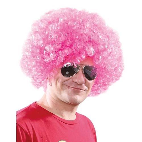 A��k Pembe Renk K�v�rc�k Afro Bonus Peruk