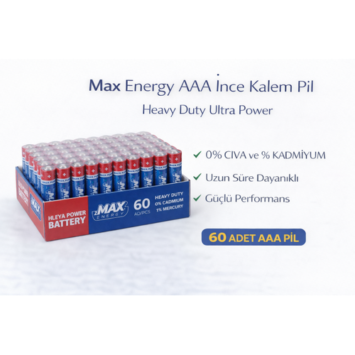Max Energy AAA �nce Kalem Pil 1.5V R03 Heavy Duty Ultra Power 4 l� 15 Paket