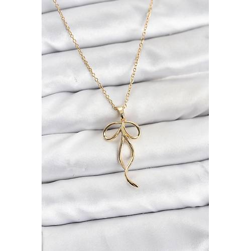 316L �elik Zincir Gold Renk Fiyonk Model Kad�n Kolye