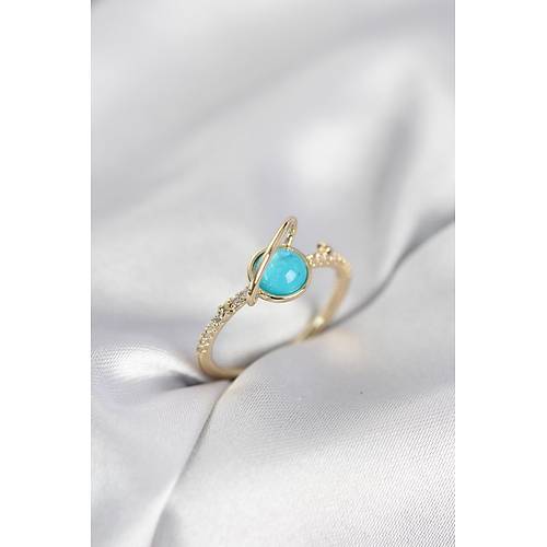 Gold Renk Zirkon Ta�l� Sat�rn Model Kad�n Y�z�k