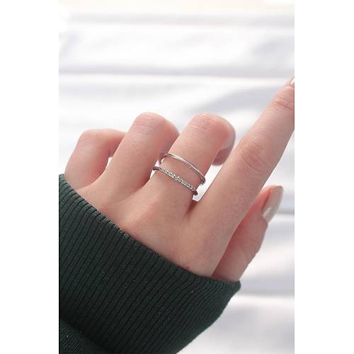 2li G�r�n�ml� Su Yolu Tasar�ml� Silver Renk Ayarlanabilir Y�z�k