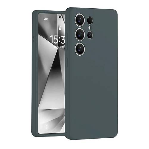 Galaxy S25 Ultra K�l�f Nano i�i Kadife Silikon - Koyu Ye�il