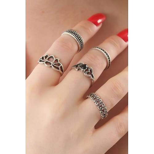 G�m�� Renk Lotus Model Siyah Kristal Ta� Detay Bayan Y�z�k Kombin