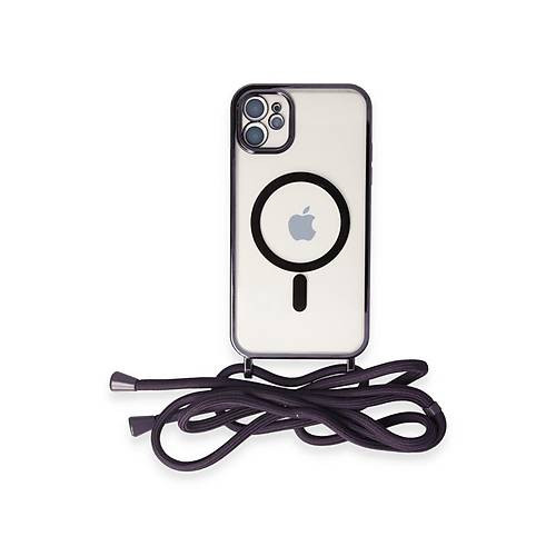 iPhone 11 K�l�f Divo Lazer Ask�l� Magsafe Kapak - Derin Mor