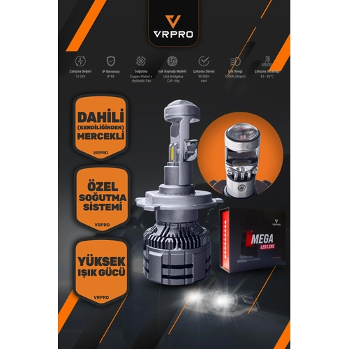 Mega Mercekli H7 LED Far Ampul� 75W 20000 L�men 12V Fanl� VR Pro H7 Led Xenon Beyaz I��k