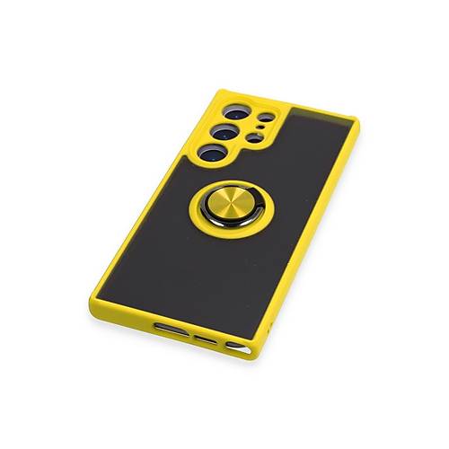 Galaxy S23 Ultra K�l�f Montreal Y�z�kl� Silikon Kapak - Sar�