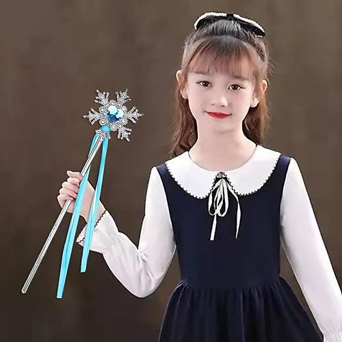 Kar Taneli Mavi Kalp Ta�l� Saten Kurdeleli Karlar �lkesi Elsa Asas� Sopas� 34 cm