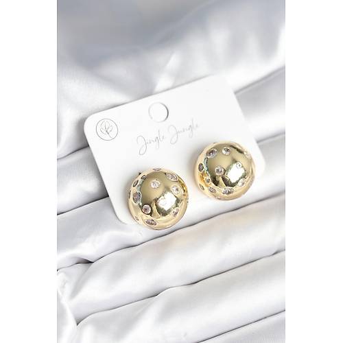 Pirin� Gold Renk Zirkon Ta�l� Kad�n K�pe