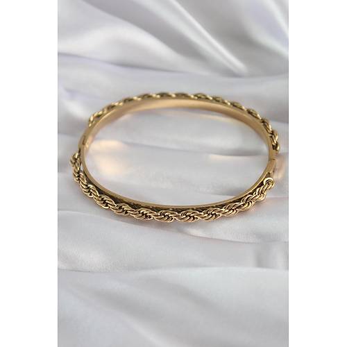 316L �elik Gold Renk Burgu Zincir Model Kad�n Kelep�e