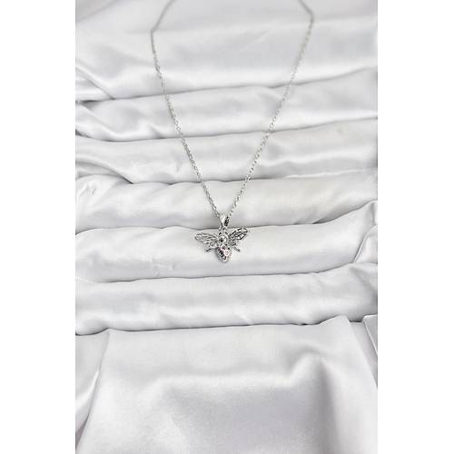 316L �elik Zincir G�m�� Renk Sinek Model Zirkon Ta�l� Kad�n Kolye