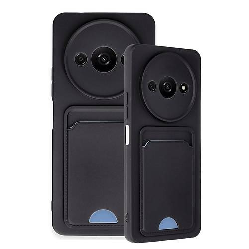 Redmi A3 4G K�l�f Kelvin Kartvizitli Silikon - Siyah