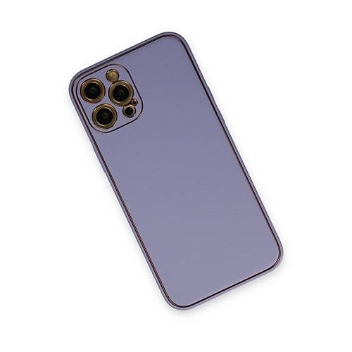 iPhone 12 Pro K�l�f Coco Deri Silikon Kapak - A��k Lila