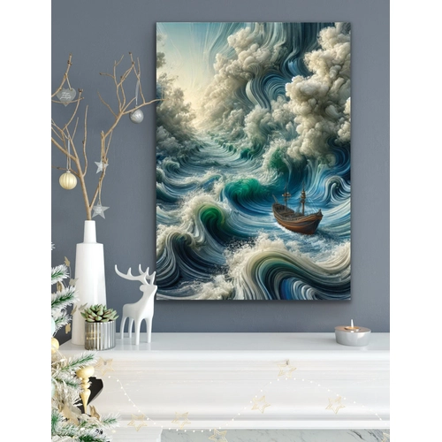 Okyanustaki Yaln�z Gemi Kanvas Tablo 70x100cm