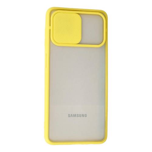 Galaxy A12 K�l�f Palm Buzlu Kamera S�rg�l� Silikon - Sar�
