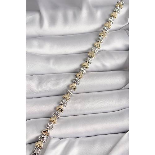 Pirin� Mix Renk Zirkon Ta�l� Kalp Model VIP Seri Kad�n Bileklik