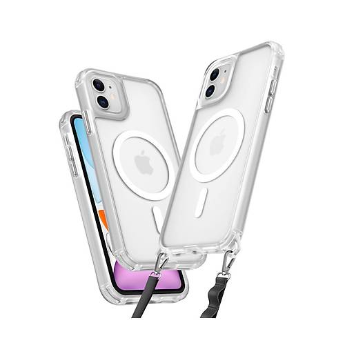 iPhone 12 K�l�f Enka Magsafe Silikon K�l�f - �effaf
