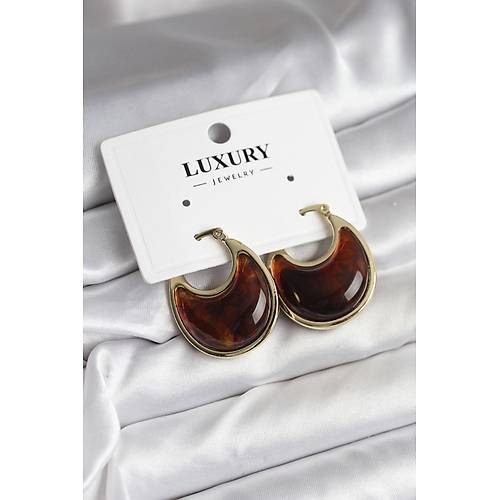 Pirin� Gold Kahverengi Renk Vintage Kad�n K�pe