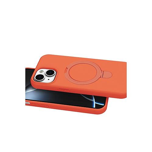 iPhone 15 Regal Magsafe Standl� Kapak - Turuncu