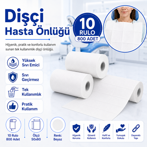 Di��i Hasta �nl��� 10 Rulo 800 Adet Beyaz 50x60 cm