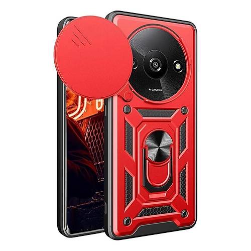 Redmi A3 4G K�l�f Pars Lens Y�z�kl� Silikon - K�rm�z�
