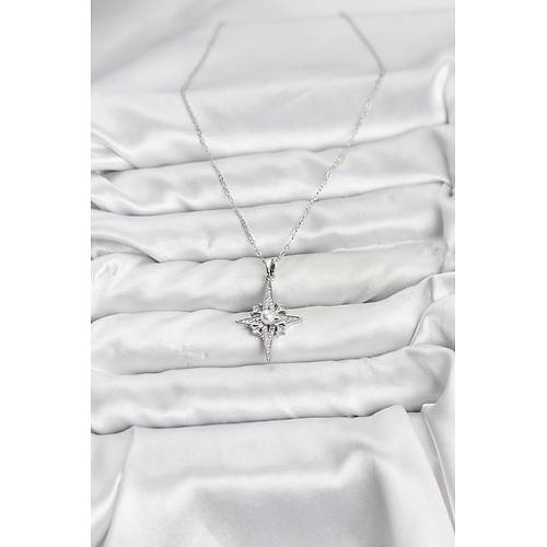 316L �elik Zincir G�m�� Renk Kutup Y�ld�z� Model Zirkon Ta�l� Kad�n Kolye