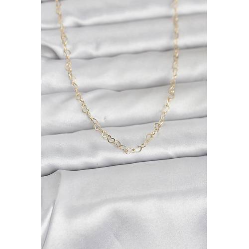 CM 14K Gold Renk Kalp Zincirli 60 cm Kad�n Kolye