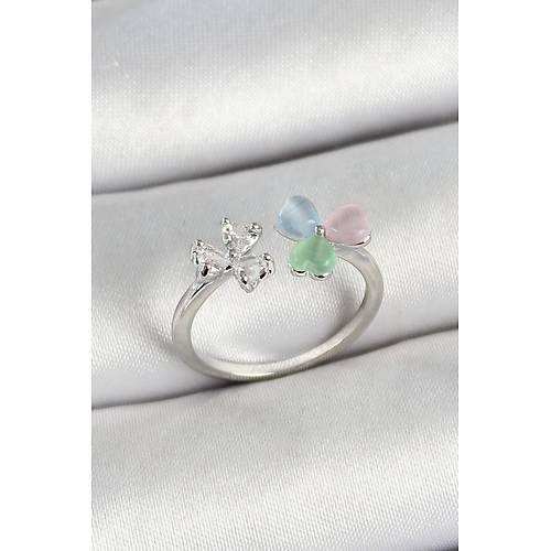 Pirin� Kalp Fig�rl� Zirkon Ta�l� G�m�� Renk Ayarlanabilir Kad�n Y�z�k