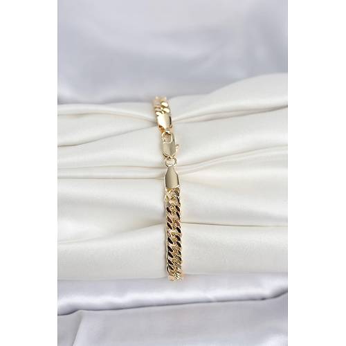 CM 14K Gold Renk Kal�n Zincir Model Kad�n Bileklik