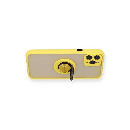 iPhone 11 Pro Max K�l�f Montreal Y�z�kl� Silikon Kapak - Sar�