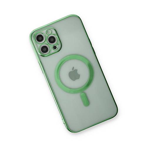 iPhone 12 Pro K�l�f Magneticsafe Lazer Silikon - Haki Ye�il