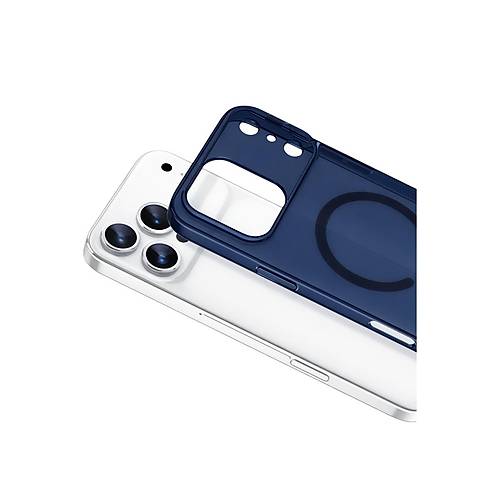 iPhone 17 Pro Combo Sert �effaf Magsafe Kapak - Mavi