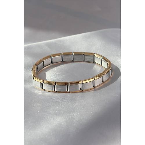 316L �elik �ift Renk Yaz�l� Nomination Bileklik