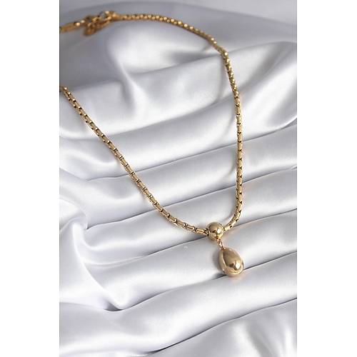 316L �elik Gold Renk Y�lan S�rt� Zincir Model Damla Sallant� Kad�n Kolye