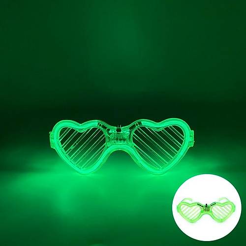 Ye�il LED I��kl� Kalp G�zl�k � 3 Modlu Parti & Glow G�zl���
