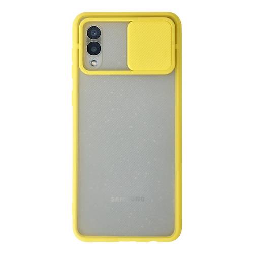 Galaxy A02 K�l�f Palm Buzlu Kamera S�rg�l� Silikon - Sar�