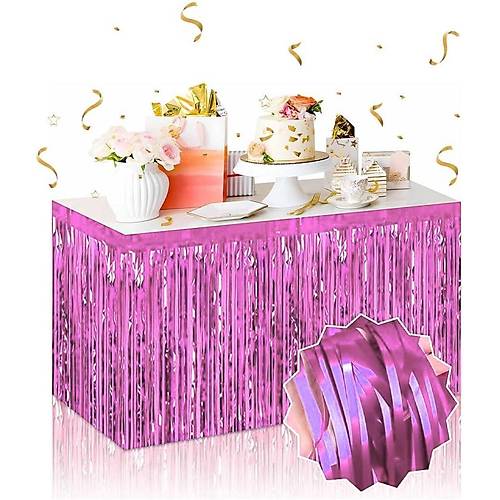 Kendinden Yap��kanl� Pembe Metalize P�sk�ll� Masa Ete�i � 75 x 275 cm Parti S�slemesi