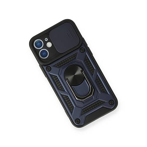 iPhone 12 K�l�f Pars Lens Y�z�kl� Silikon - Lacivert