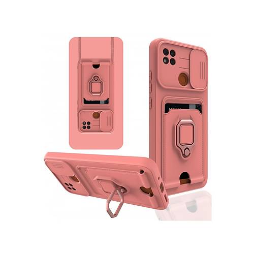 Redmi 9C K�l�f Zuma Kartvizitli Y�z�kl� Silikon - Pembe