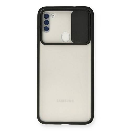 Galaxy A11 K�l�f Palm Buzlu Kamera S�rg�l� Silikon - Siyah