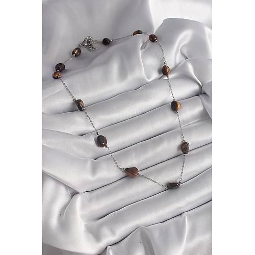 316L �elik G�m�� Renk Zincir Kahverengi Do�alta� Model Kad�n Kolye