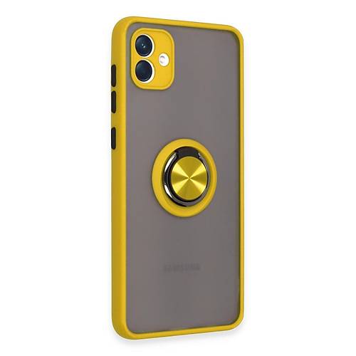 Galaxy A04 K�l�f Montreal Y�z�kl� Silikon Kapak - Sar�