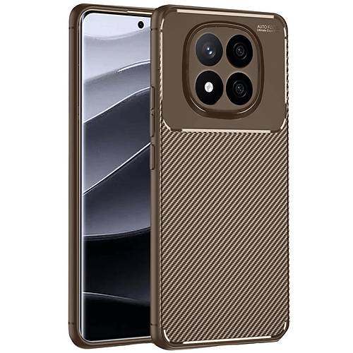 Redmi Note 14 Pro 4G K�l�f Auto Focus Karbon Kapak - Kahverengi