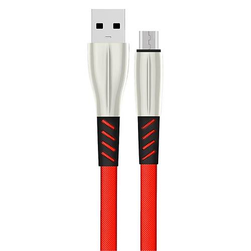 S88 Metal U�lu Micro USB Kablo 1M 2.4A - K�rm�z�