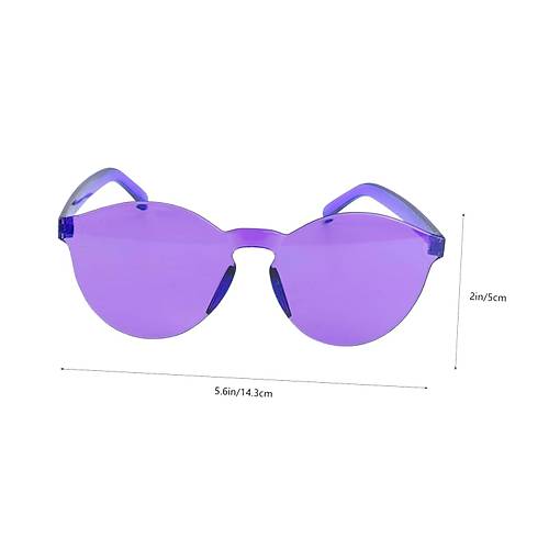 Sert Mika Oval �ekilli �er�evesiz Mor G�zl�k Retro Parti 5x14 cm