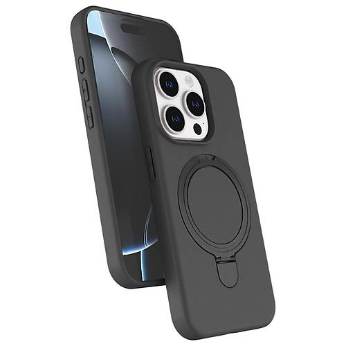 iPhone 15 Pro Max Regal Magsafe Standl� Kapak - Titan Gri