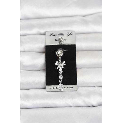 316L Cerrahi �elik Sallant�l� Zirkon Ta�l� Model G�bek Piercing
