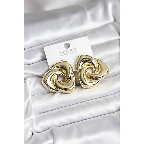 Pirin� Gold Renk Geometrik Vintage Kad�n K�pe