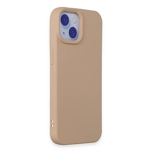 iPhone 15 K�l�f Nano i�i Kadife Silikon - Pudra